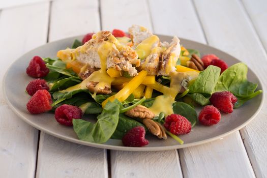 Californian Chicken Salad with raspberry and mango mayonnaise