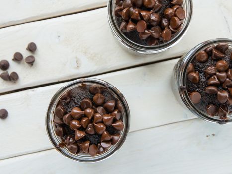 Brownie cupcake in a jar