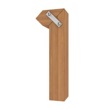 Wooden number one. Isolated render on a white background