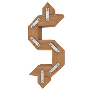 Wooden dollar sign. Isolated render on a white background