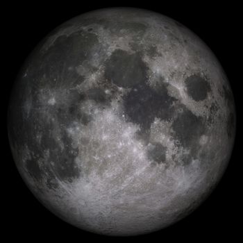 High detail moon illustration on black background