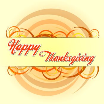 happy thanksgiving day - orange text and autumn colors circles, holiday greeting card