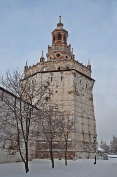 Duck tower (17th century) in Holy Trinity Sergius Lavra, Sergiev Posad, Russia, winter time