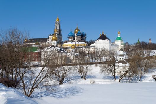 Holy Trinity Sergius Lavra, Sergiev Posad, Russia, winter time. UNESCO World Heritage Site