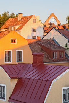 Rooftops of medieval tow Visby, capital of Gotland, Sweden.