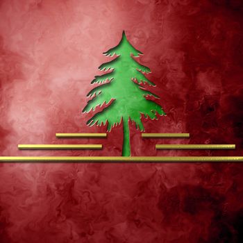 Elegant Christmas background with empty space, fir silhouette maroon background and gold lines