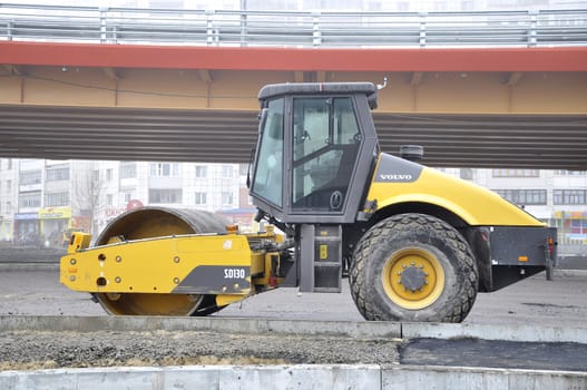 Special equipment on a construction of roads. Skating rink.