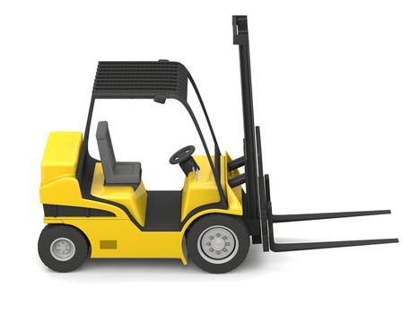 Modern yellow forklift isolated on white background