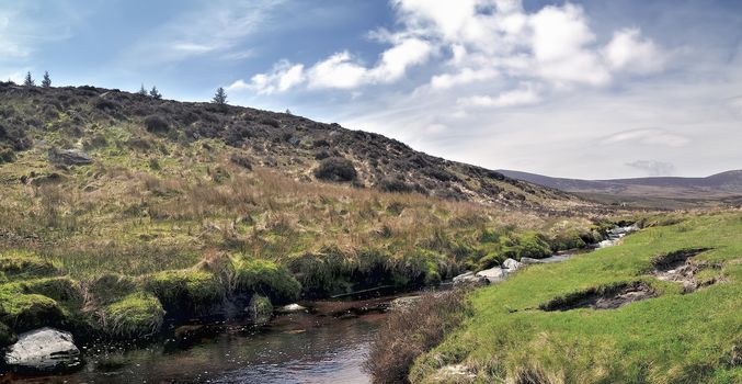 Wicklow mountain landscape in a sunny day