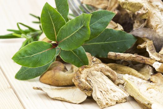 herbs and dried mushrooms - boletus 