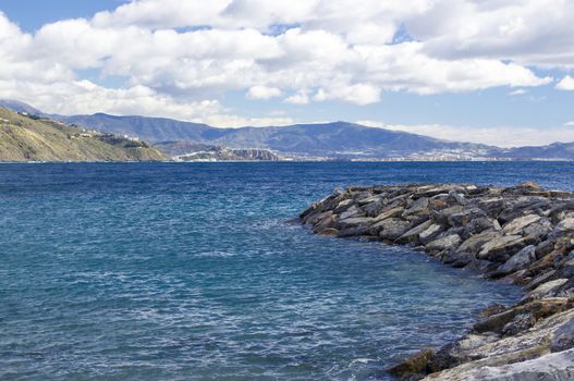 Stone beach in Almunecar, Andalusia, Spain