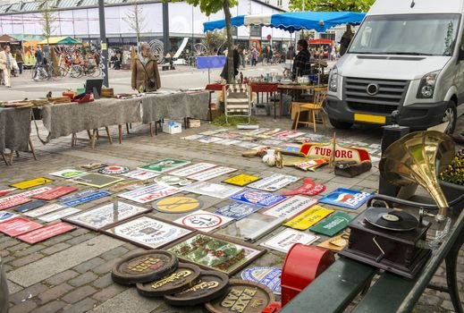 Copenhagen, Denmark-February 16 2012. Traditional Sunday flea market in Copenhagen