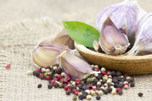fresh garlic and spices