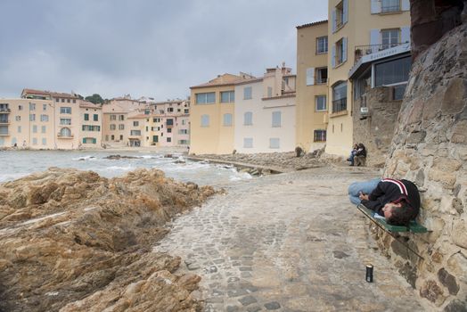 Embankment in Saint-Tropez in autumn day