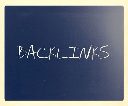 The word "Backlinks" handwritten with white chalk on a blackboard.