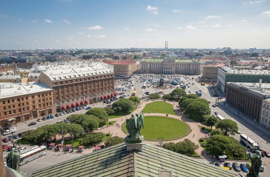 St Petersburg, Russia - July 29,2013. St.ISAAC SQUARE  one of the central squares of St. Petersburg. Located between Admiralteisky Avenue and Mariinsky Palace. The square is crossed by the Moika River, Voznesensky Avenue and Bolshaya Morskaya Street.