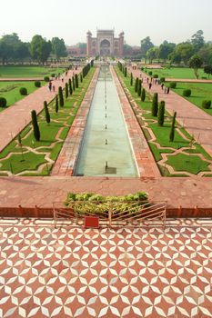 Overview of the Taj Mahal and garden, Agra, India