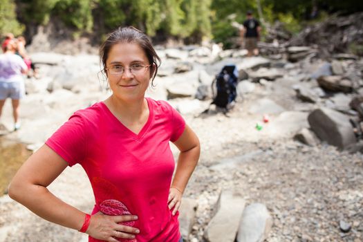 Woman taking a break while hiking