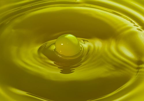 Abstract of Water Drops and droplets, Yellow Liquid , Copy Space, High speed