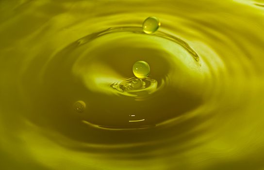 Abstract of Water Drops and droplets, Yellow Liquid , Copy Space, High speed