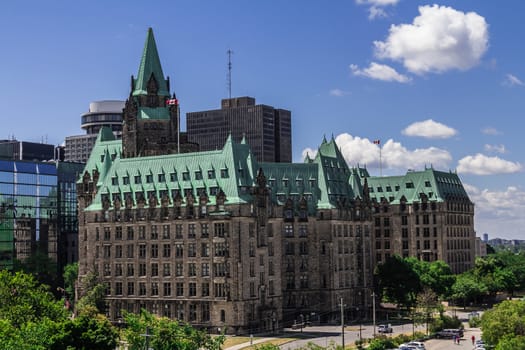 The Confederation Building in a sunny day in the summer in Ottawa, Ontario, Canada