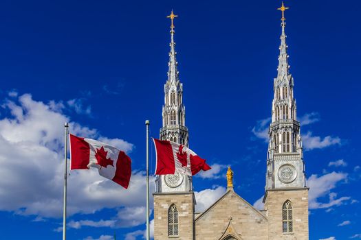 The Basilica church nearby Parliament Hill, it is the oldest church in Ottawa, Ontario, Canada