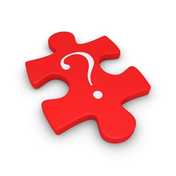 3d puzzle piece with a question mark symbol on it