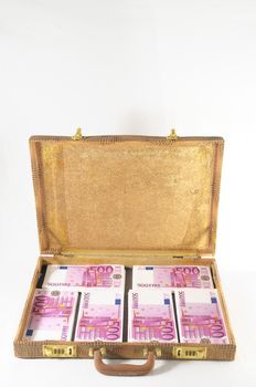 One Suitcase Full of Pink 500 Euros Banknotes