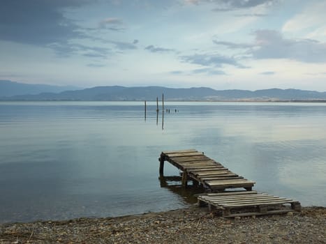 Old wooden dock in the Lake    