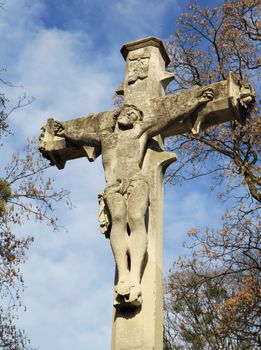 Jesus Crist statue on cemetery. Lviv