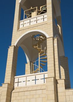 Architectural fragment of the bell tower of the church in Ayia Napa, Cyprus