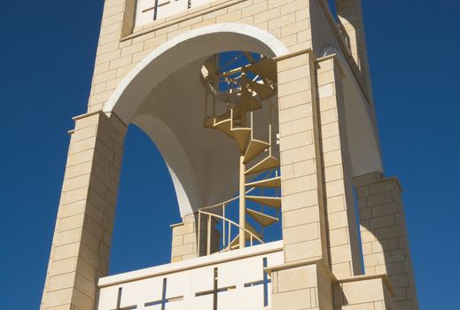 Architectural fragment of the bell tower of the church in Ayia Napa, Cyprus