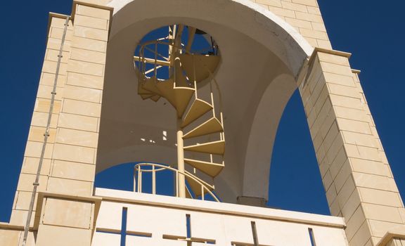 Architectural fragment of the bell tower of the church in Ayia Napa, Cyprus