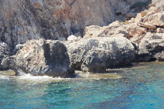 Rocky shore in the area of ??Ayia Napa on the island of Cyprus