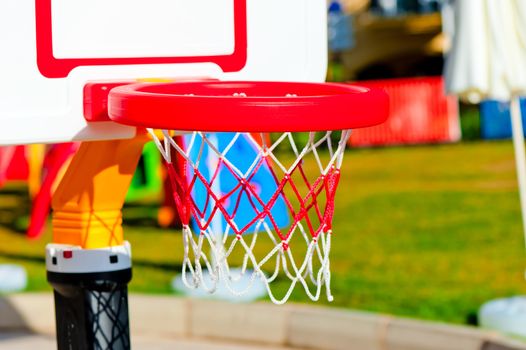 a basketball hoop at the playground close-up