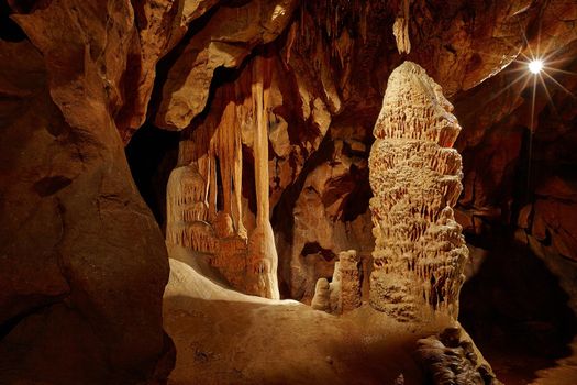 Limestone formations inside a cave