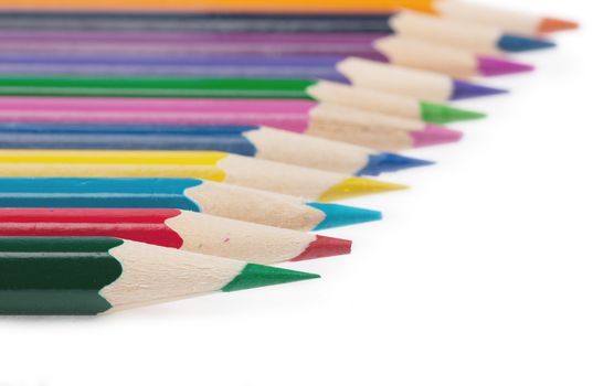 Colorful pencils isolated over white background