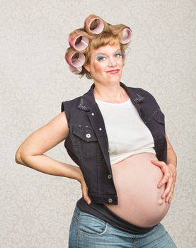 Young pregnant single female hillbilly with smile