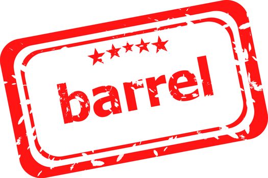 barrel on red rubber stamp over a white background