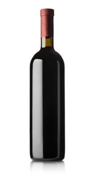 Bottle of red wine isolated on a white background