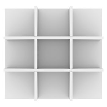 White shelves. 3d render isolated on white background