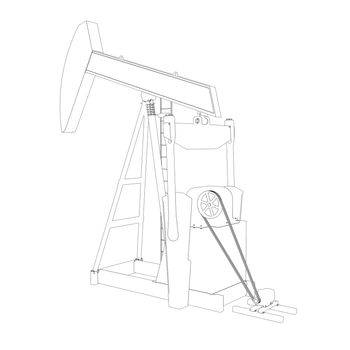 Oil pump. Wire frame. 3d render isolated on a white background