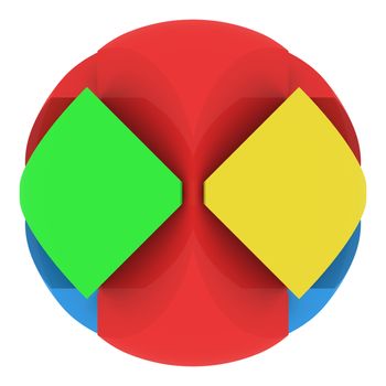 Colorful abstract sphere consisting of puzzles. Isolated render on a white background