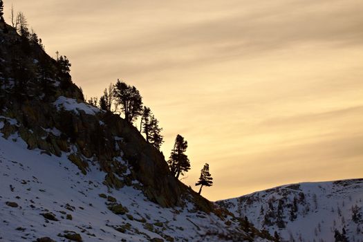 High mountains with winter snow