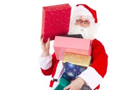 Santa Claus with lot of beautiful gifts