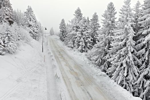 Main road after heavy snowfall