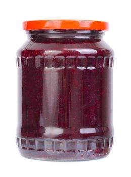 Jars of jam on a shelf