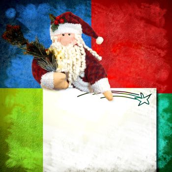 Colorful Christmas card Santa Claus and blank space for writing