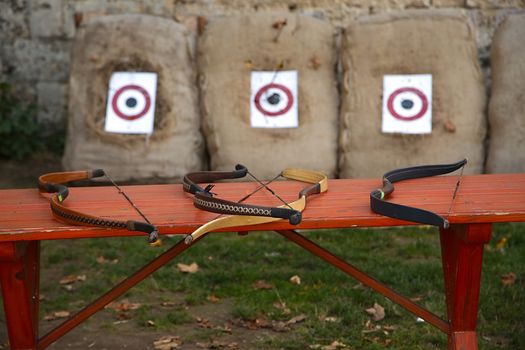 Archery competition with bows and arrows