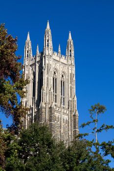 Duke University chapel bell tower located on the campus of Duke University in Durham, North Carolina.